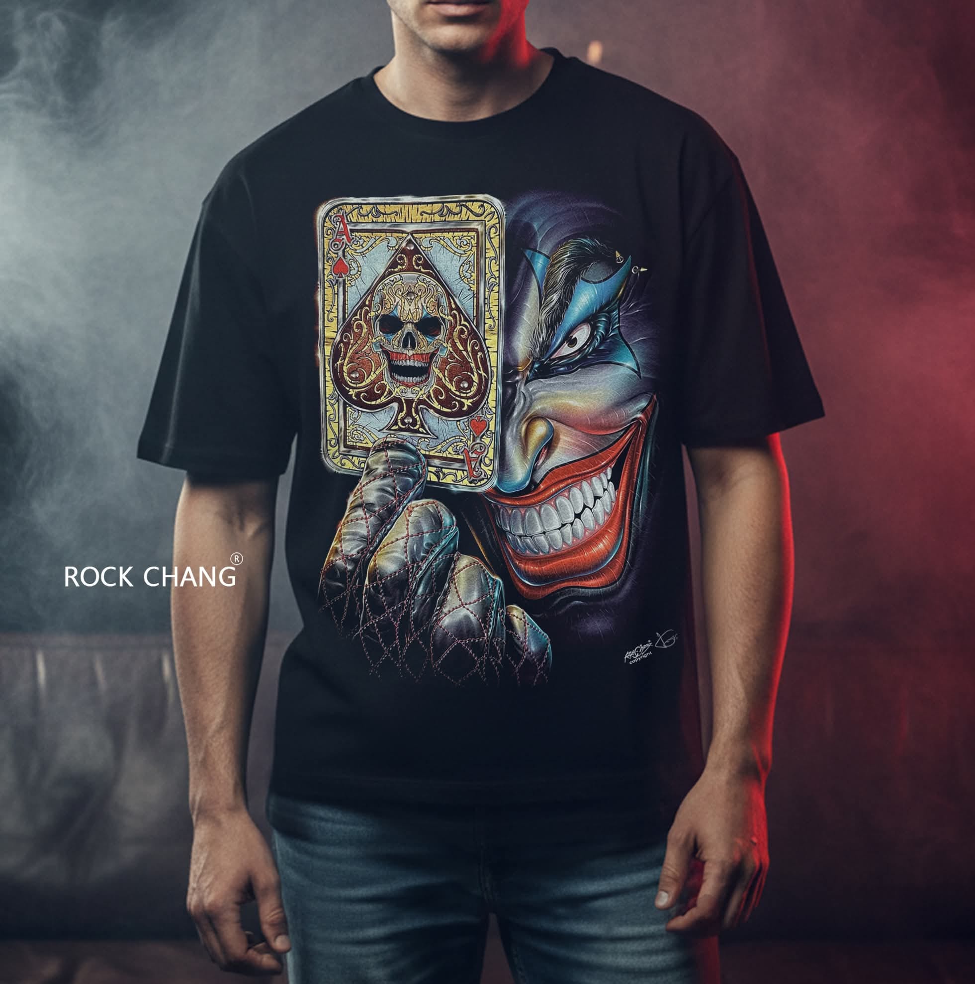 Image of Rock Chang × Dinos — Ace of Skulls Premium Oversized Tee | 100% Cotton Unisex Streetwear - DINOS FASHION
