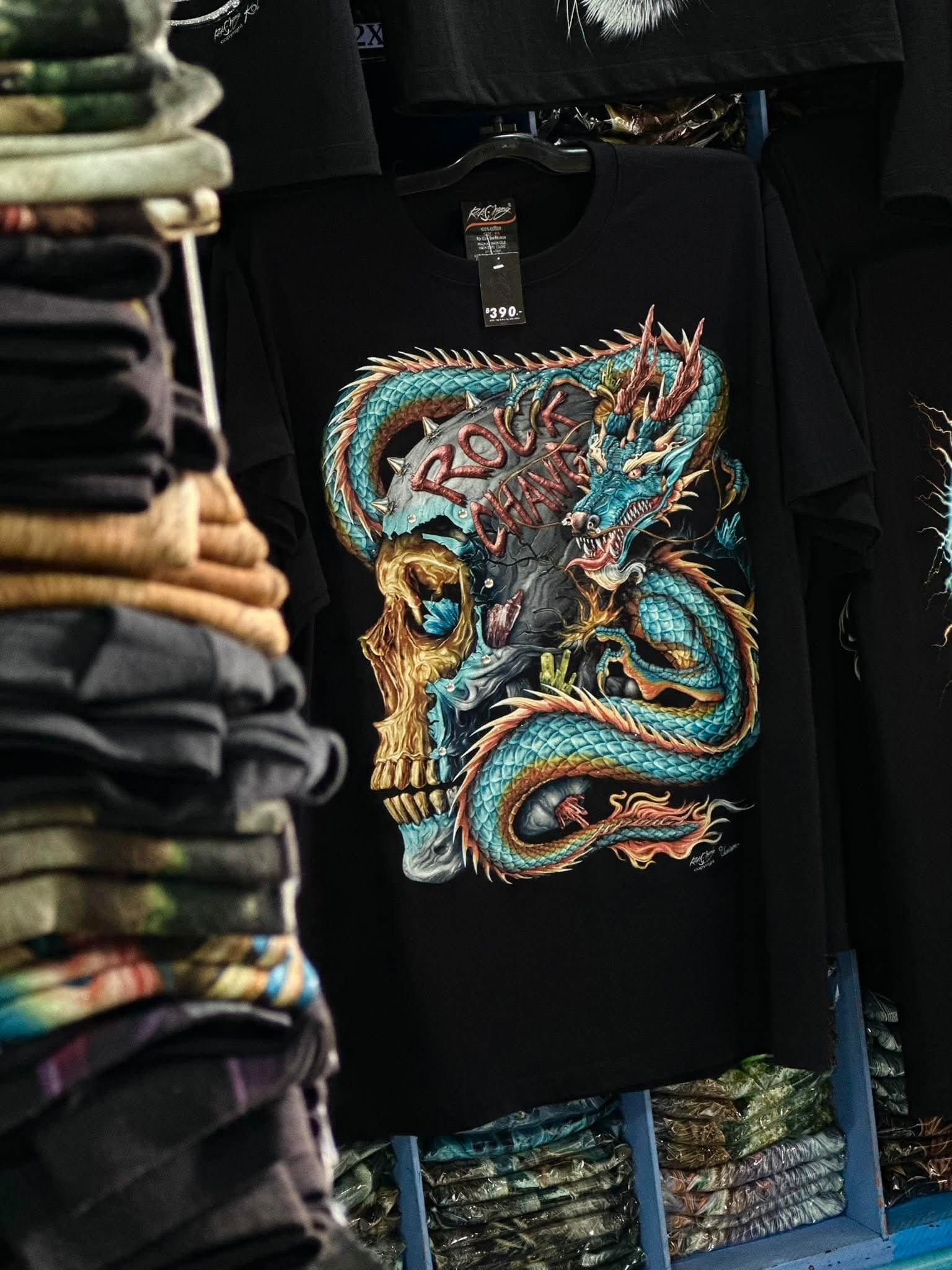 Image of Rock Chang Dragon Skull – Limited Edition Premium Oversized Tee | Dinos One-of-One Collection - DINOS FASHION