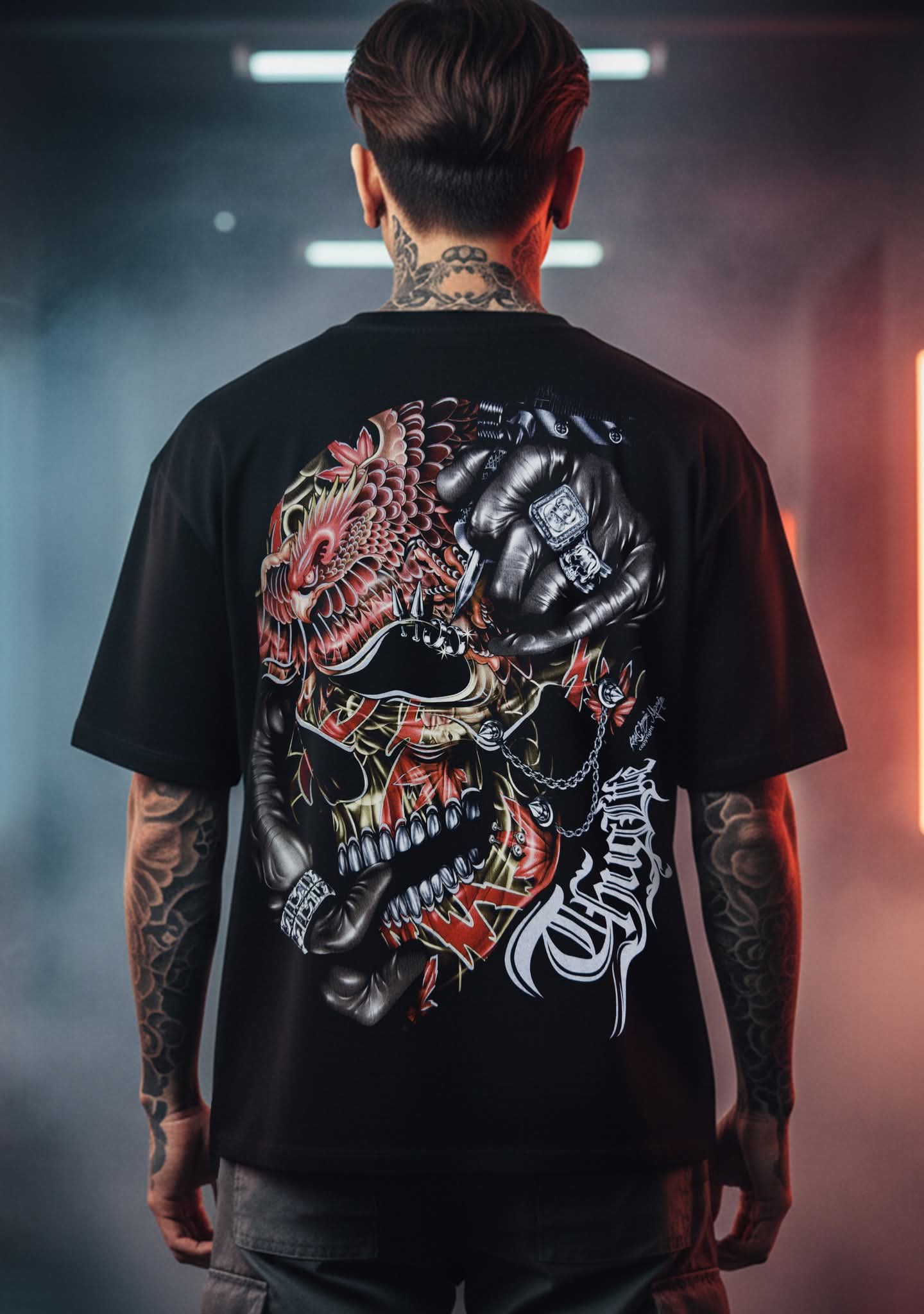 Rock Chang Dragon Fist Skull – Limited Edition Premium Oversized Tee | Dinos One-of-One Collection - DINOS FASHION