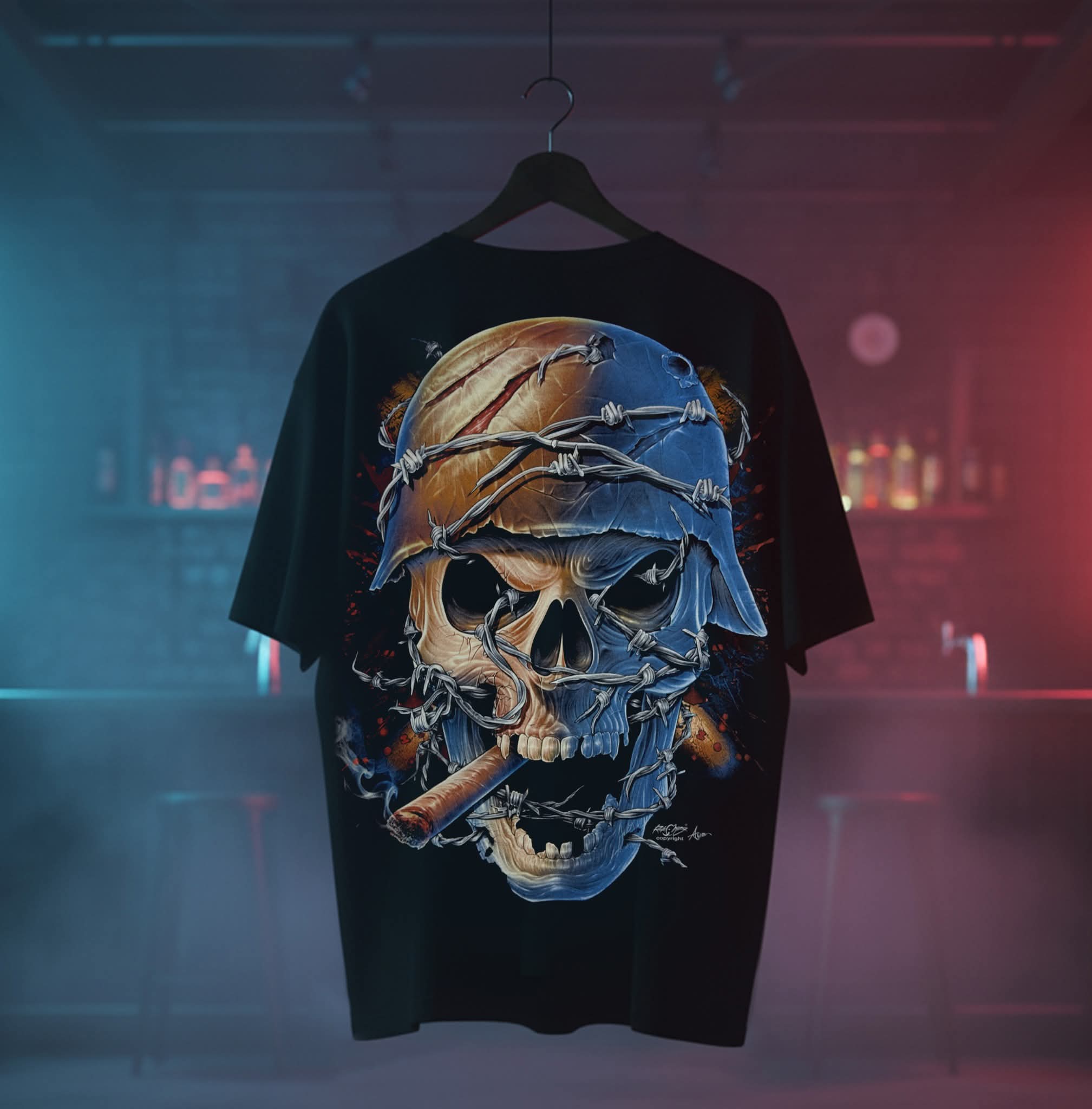 Image of Rock Chang War Skull – Limited Edition Premium Oversized Tee | Dinos One-of-One Collection - DINOS FASHION
