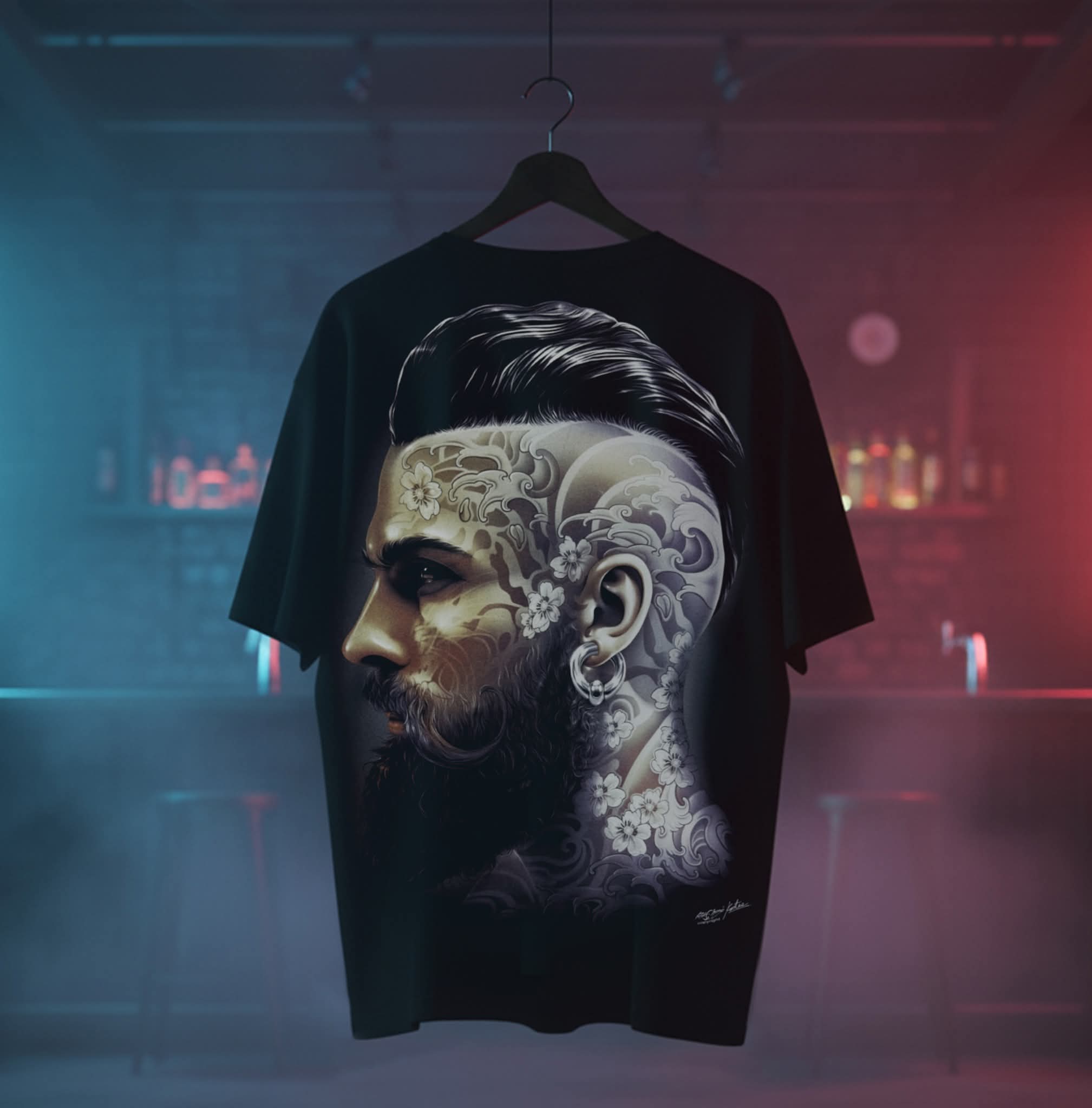 Image of Rock Chang Inked Gentleman – Limited Edition Premium Oversized Tee | Dinos One-of-One Collection - DINOS FASHION