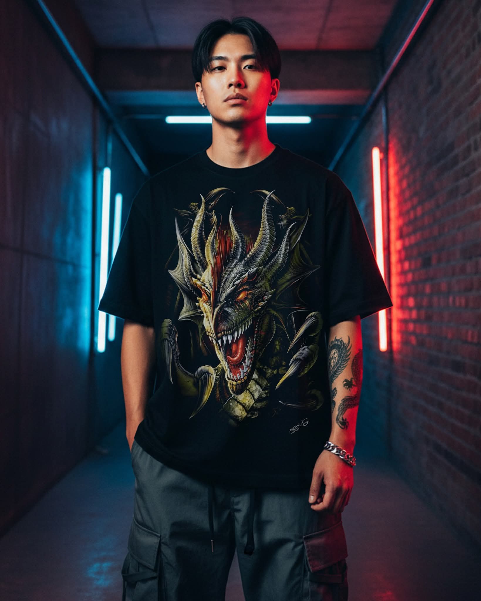 Image of Rock Chang Savage Dragon – Limited Edition Premium Oversized Tee | Dinos One-of-One Collection - DINOS FASHION