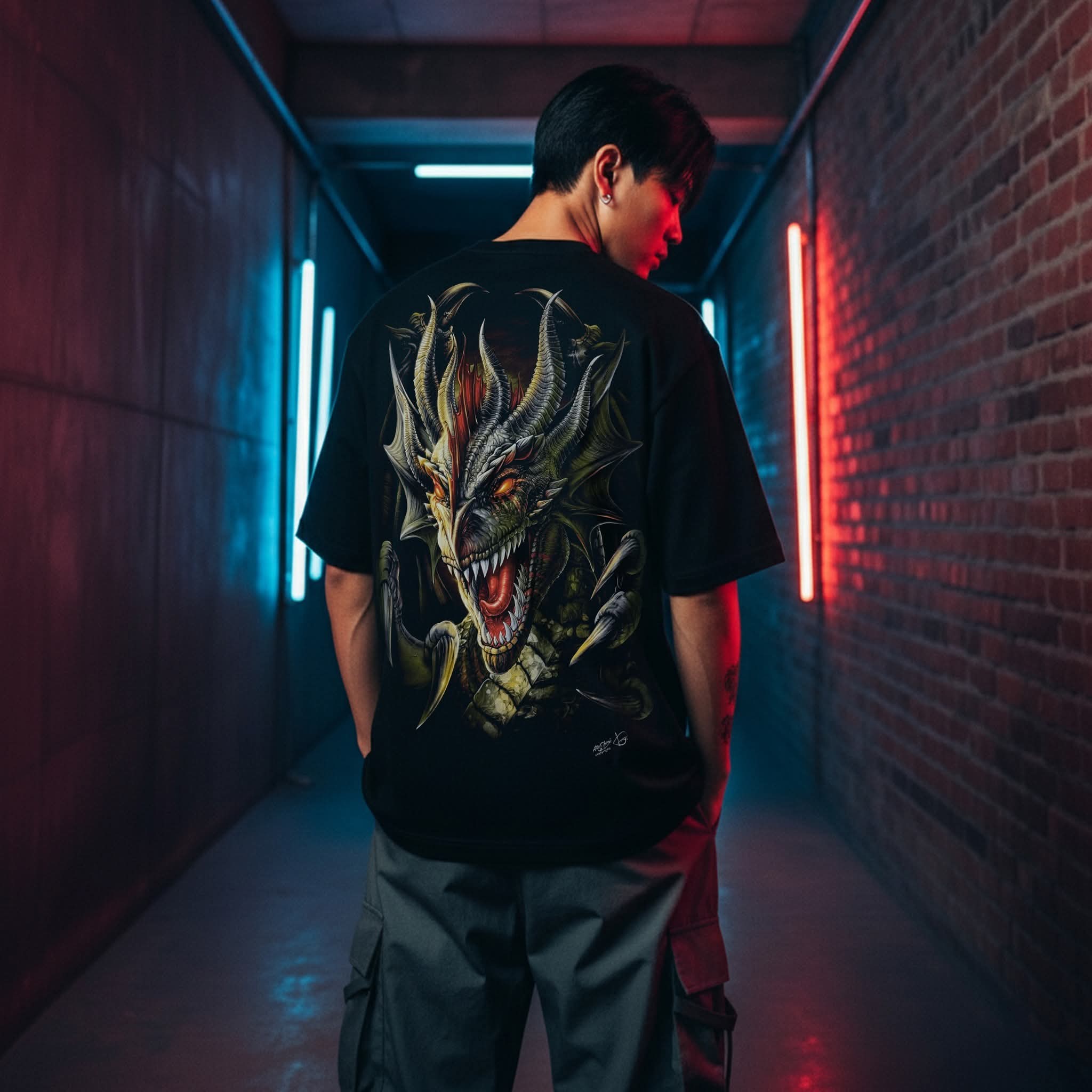 Image of Rock Chang Savage Dragon – Limited Edition Premium Oversized Tee | Dinos One-of-One Collection - DINOS FASHION
