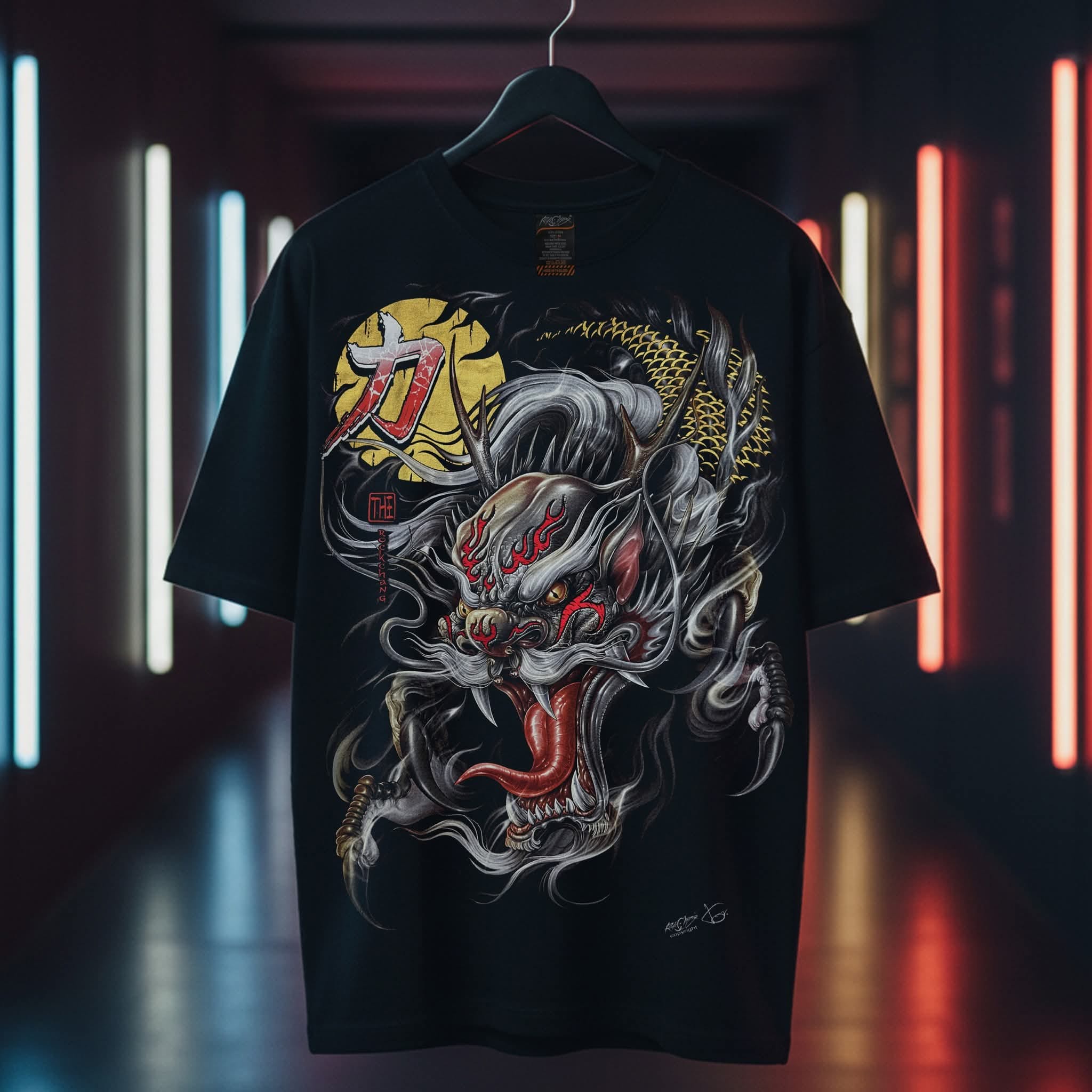 Image of Rock Chang Oni Dragon – Limited Edition Premium Oversized Tee | Dinos One-of-One Collection - DINOS FASHION