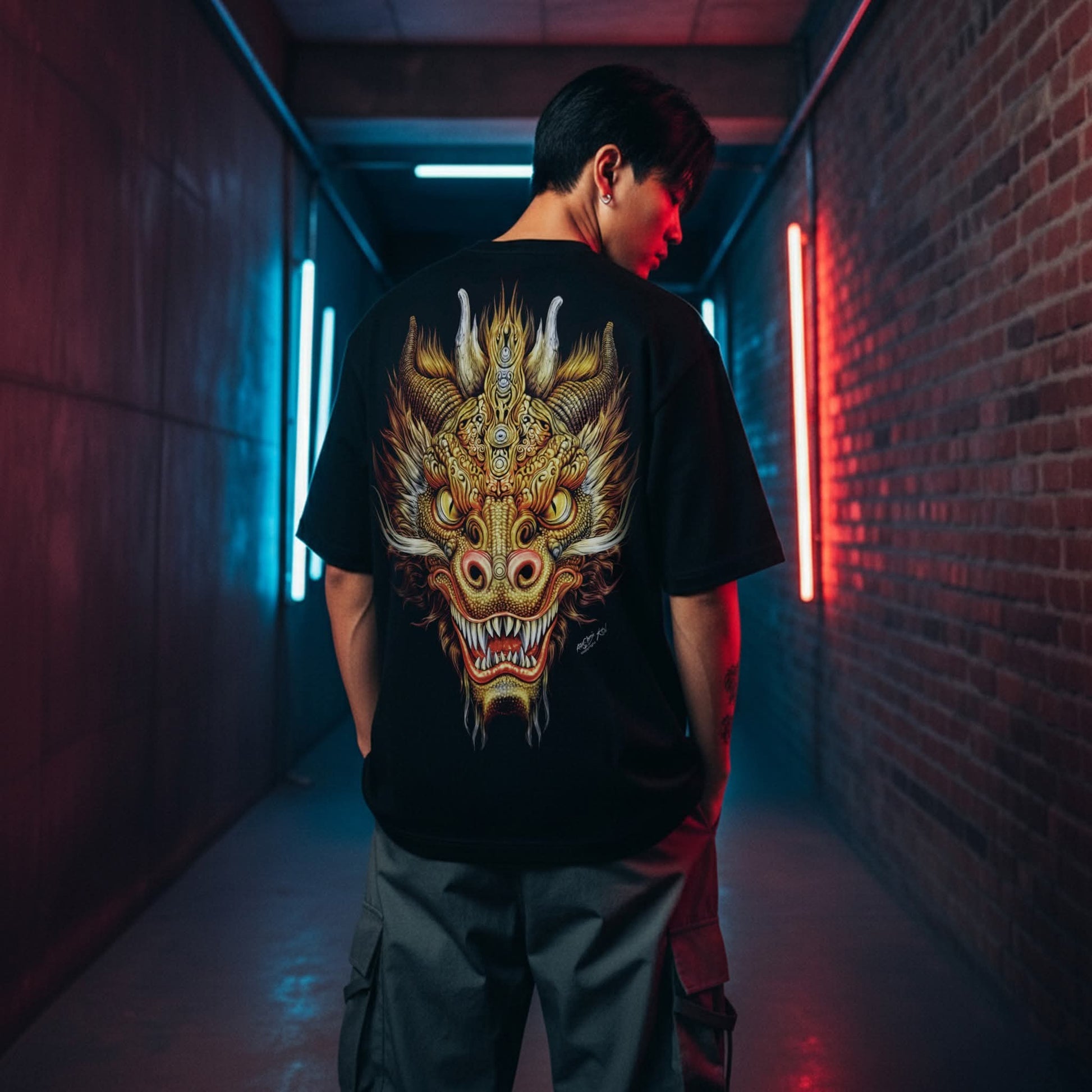 Rock Chang Golden Dragon – Limited Edition Premium Oversized Tee | Dinos One-of-One Collection - DINOS FASHION