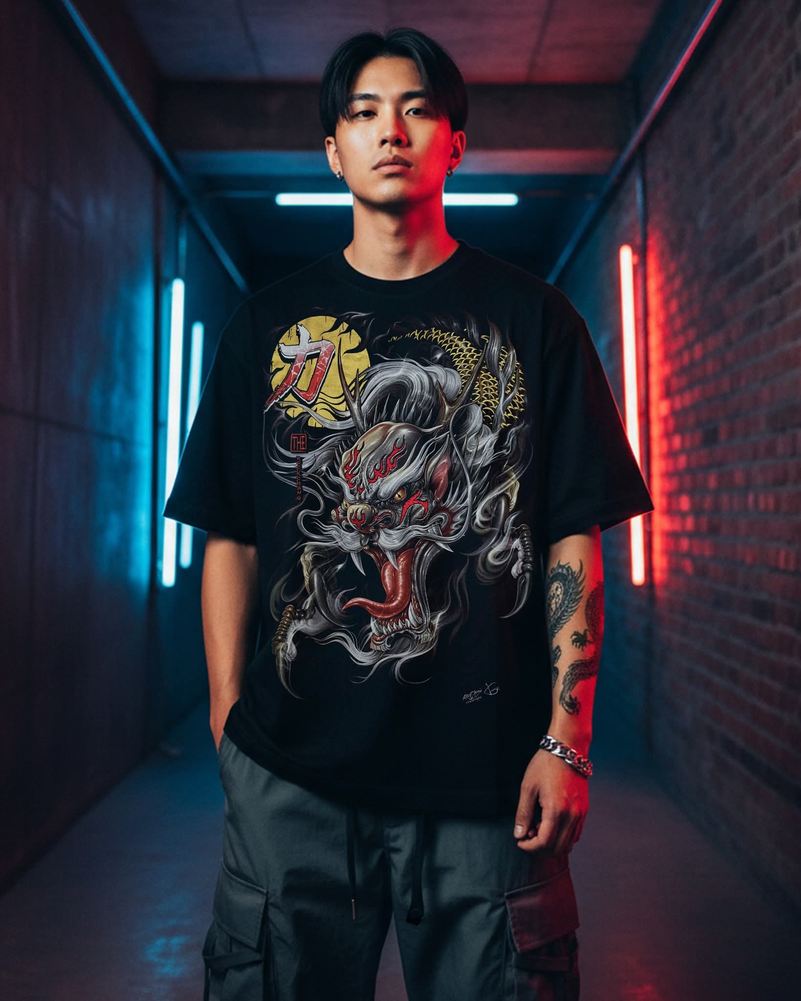 Image of Rock Chang Oni Dragon – Limited Edition Premium Oversized Tee | Dinos One-of-One Collection - DINOS FASHION