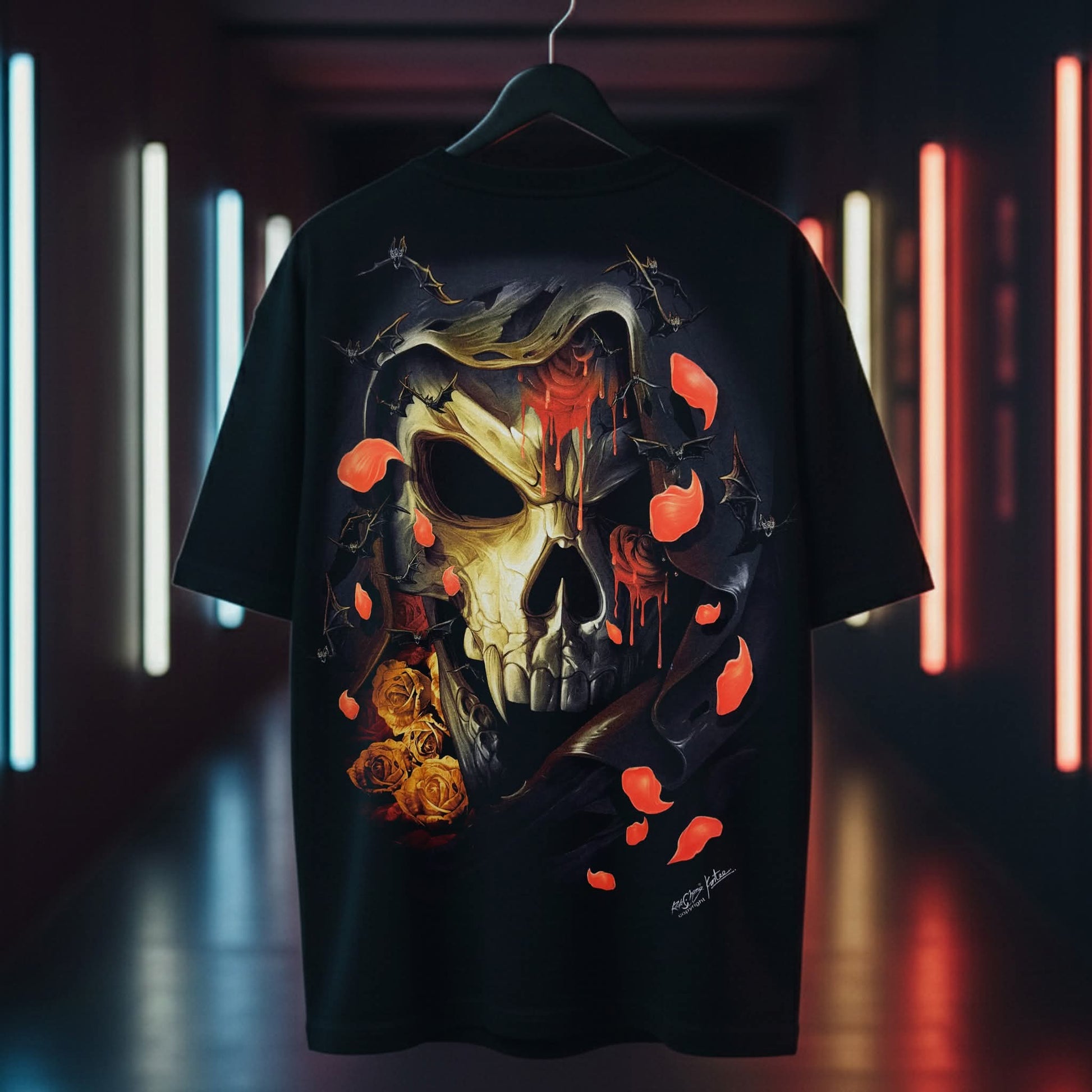 Rock Chang Crimson Skull – Limited Edition Premium Oversized Tee | Dinos One-of-One Collection - DINOS FASHION