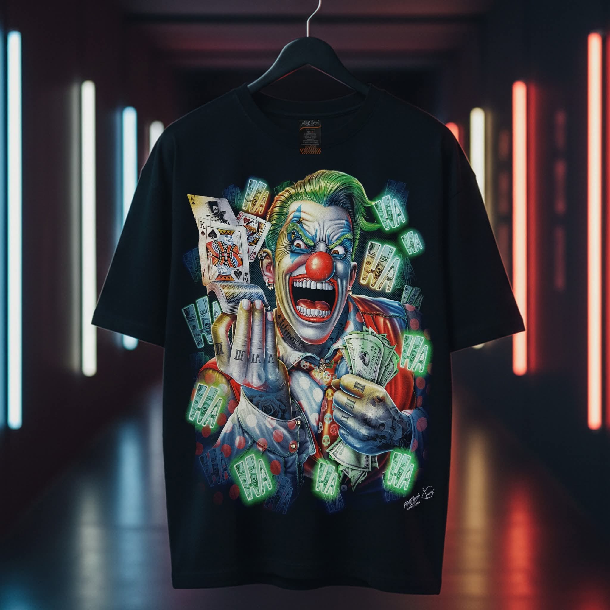 Image of Rock Chang Mad Jester – Limited Edition Premium Oversized Tee | Dinos One-of-One Collection - DINOS FASHION