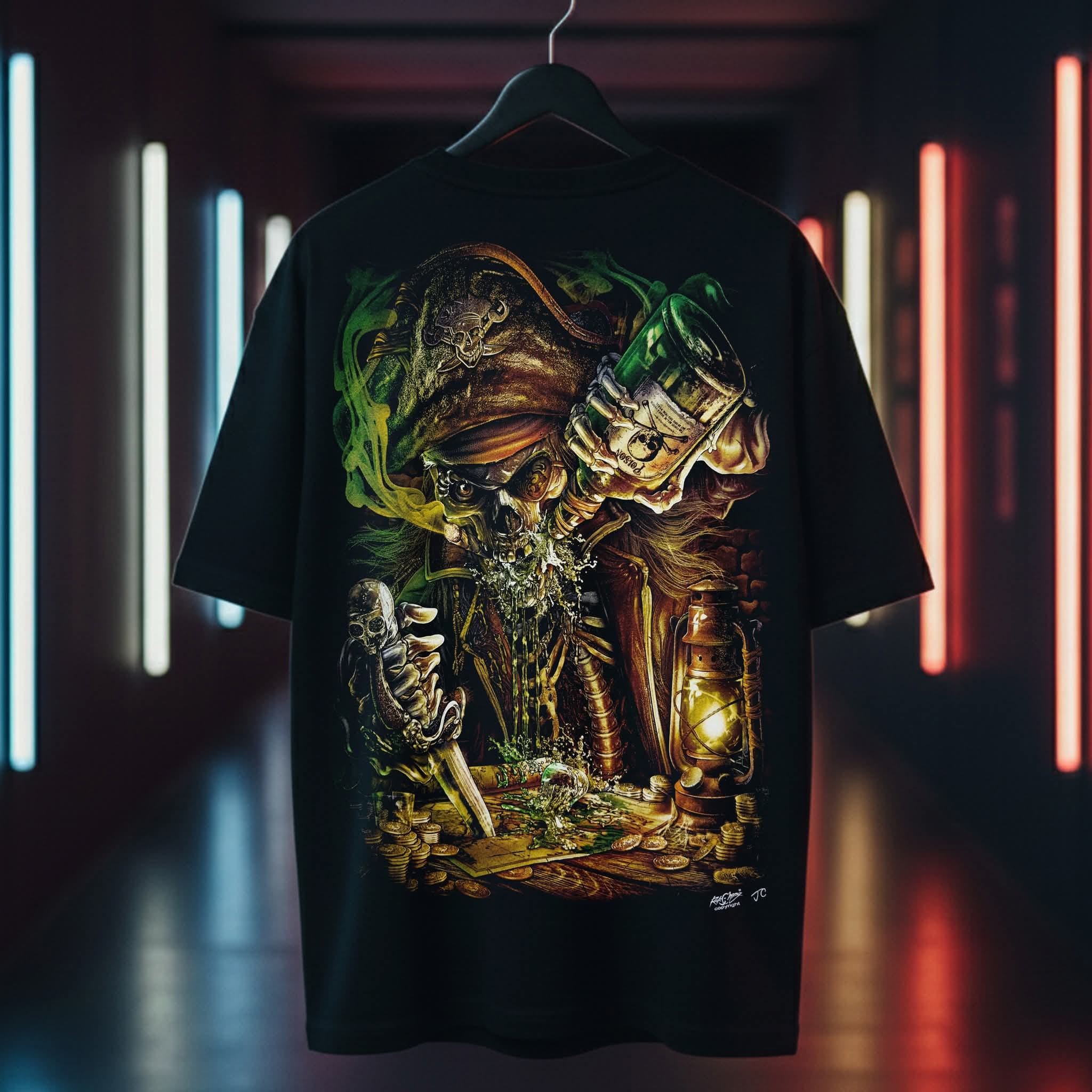Image of Rock Chang Cursed Pirate – Limited Edition Premium Oversized Tee | Dinos One-of-One Collection - DINOS FASHION