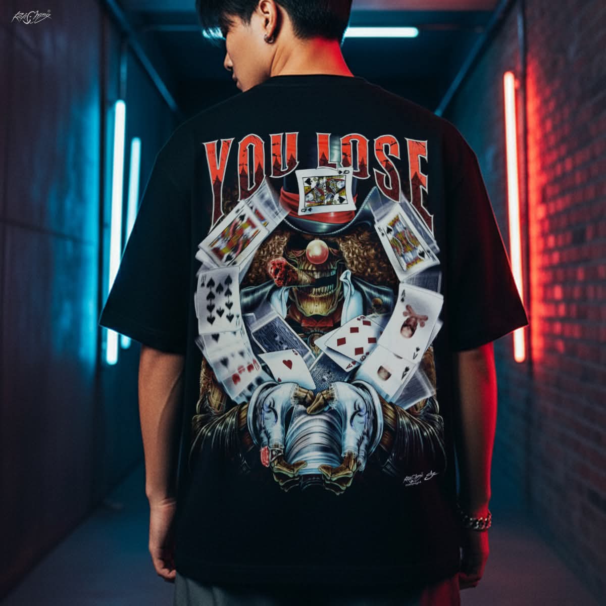 Image of Rock Chang × Dinos — YOU LOSE- KILLER CARDS | Premium 100% Cotton Oversized Tee