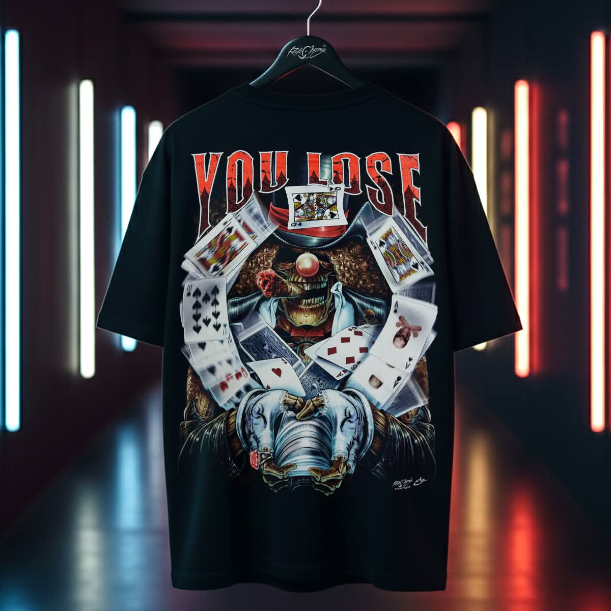 Image of Rock Chang × Dinos — YOU LOSE- KILLER CARDS | Premium 100% Cotton Oversized Tee