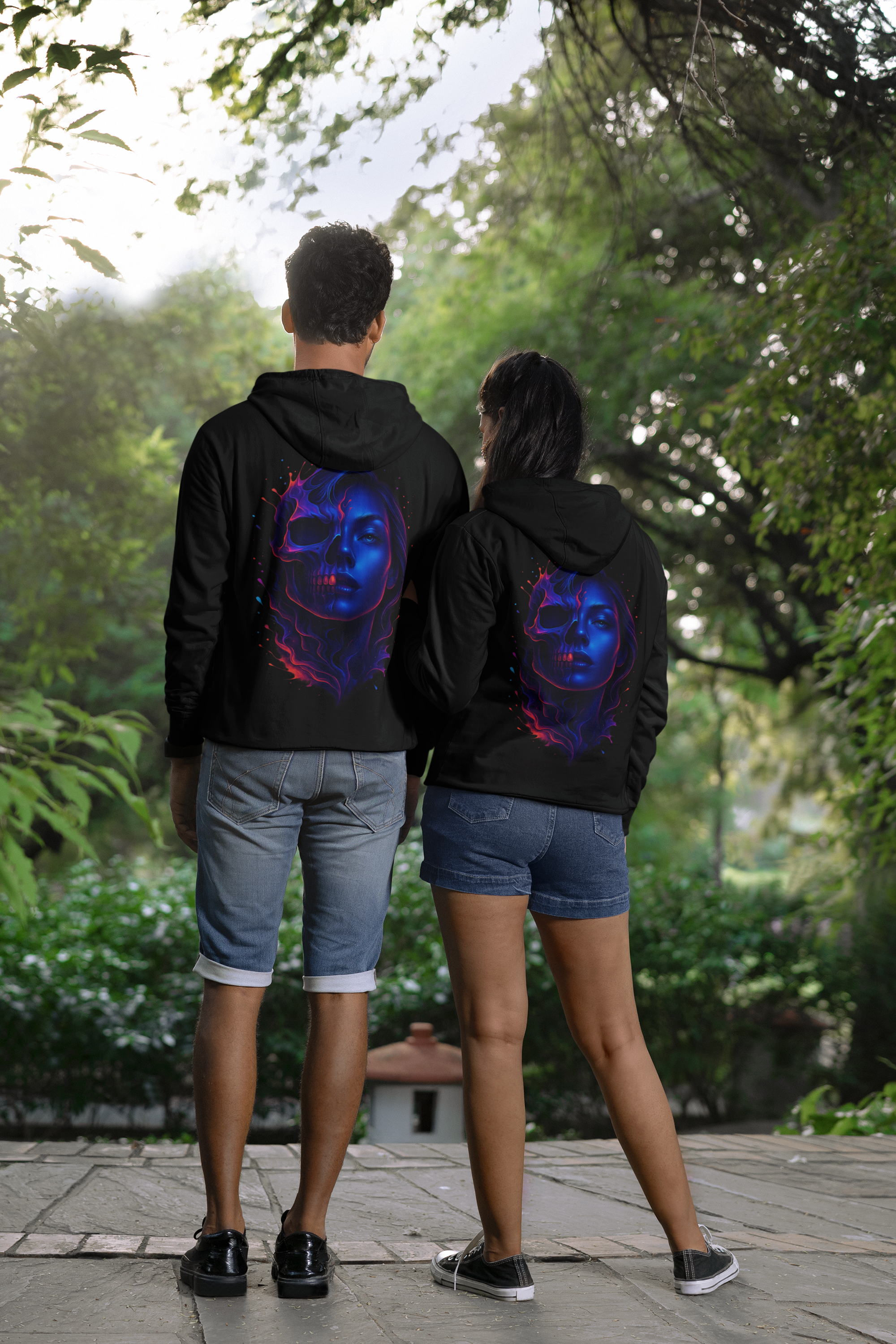 Image of Blue Flame Skull – One-of-One Premium Hoodie | Dinos Fashion - DINOS FASHION
