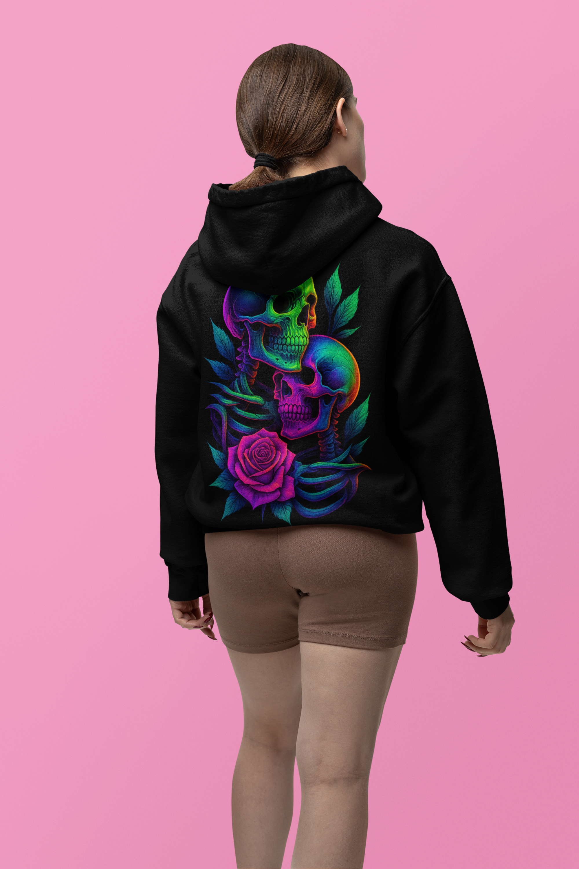 Dinos “Eternal Love” Hoodie | One-of-One Neon Skull & Rose Design | Ultra-Premium Streetwear | by Dinos - DINOS FASHION