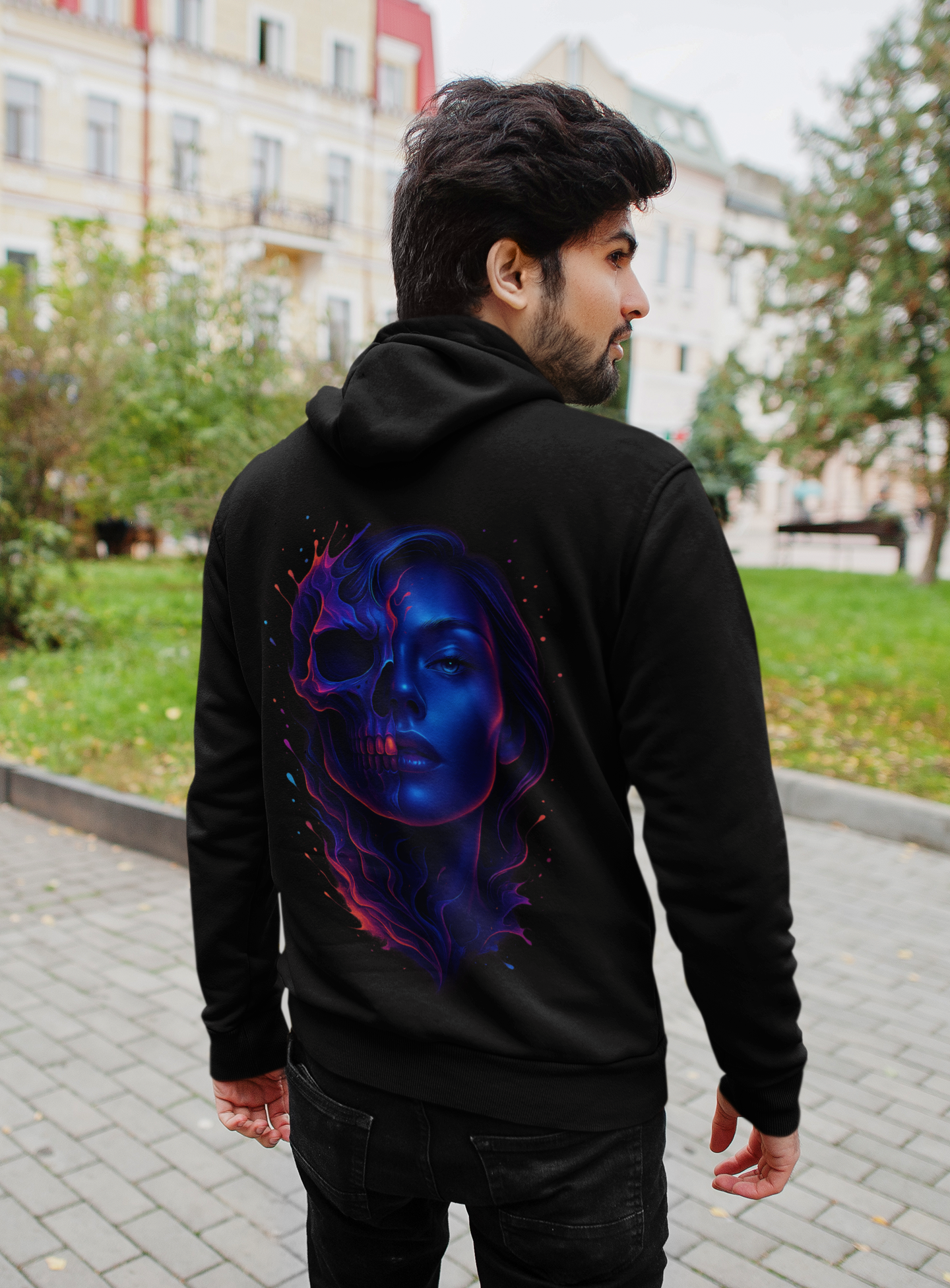 Blue Flame Skull – One-of-One Premium Hoodie | Dinos Fashion - DINOS FASHION