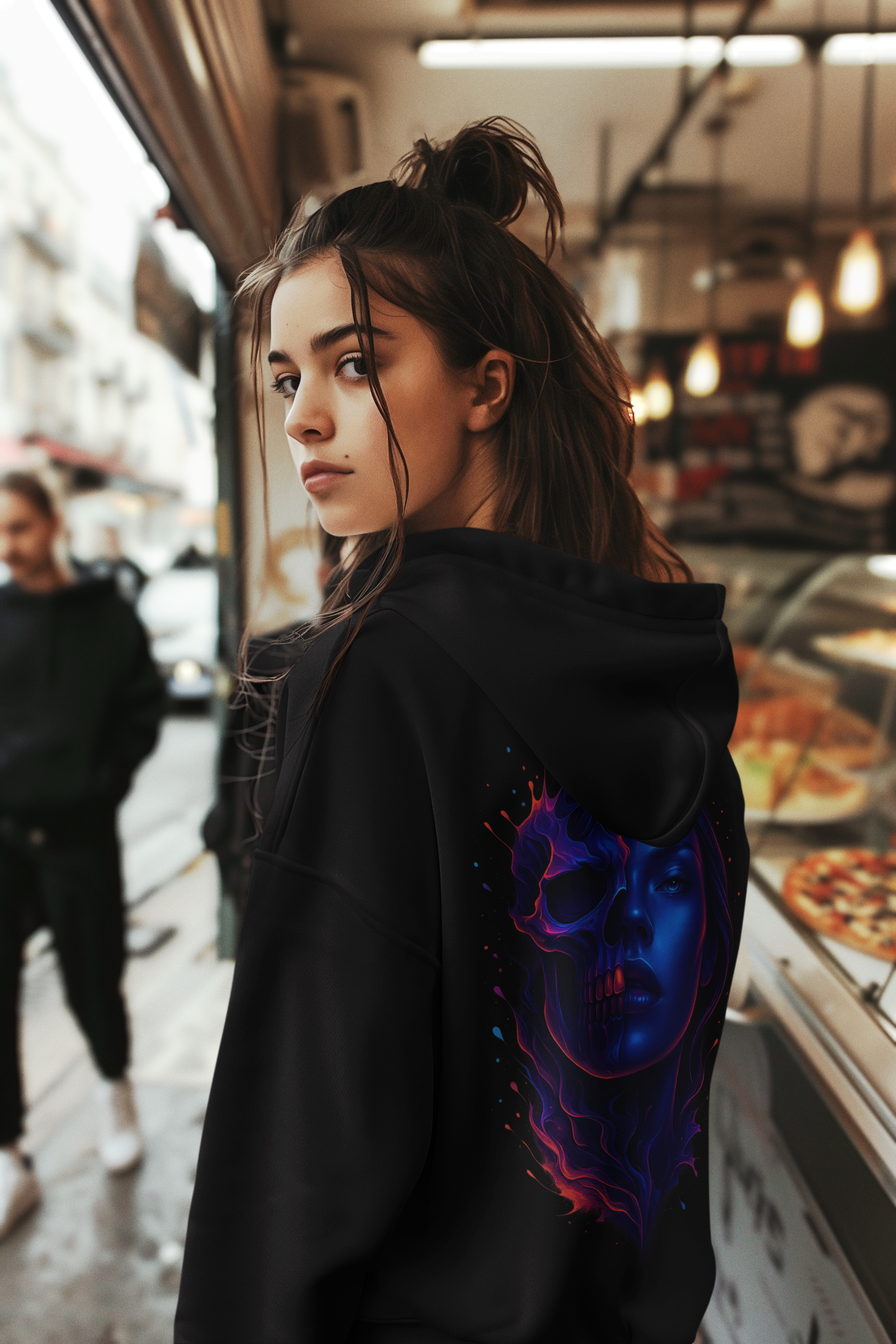 Image of Blue Flame Skull – One-of-One Premium Hoodie | Dinos Fashion - DINOS FASHION