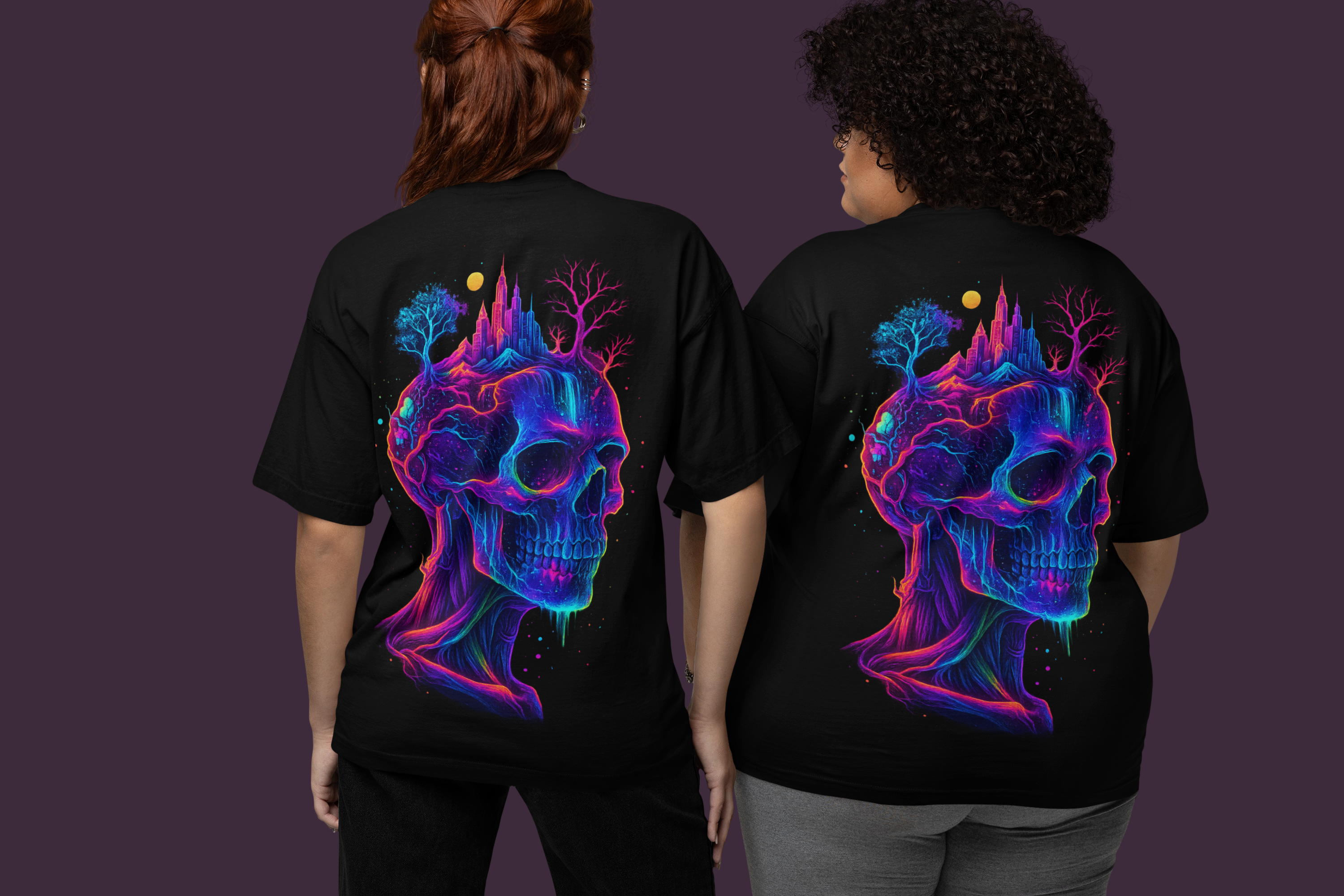 Image of Dinos “Neon Mind” Oversized Heavyweight T-Shirt | Psychedelic Skull Streetwear | Premium 100% Cotton - DINOS FASHION
