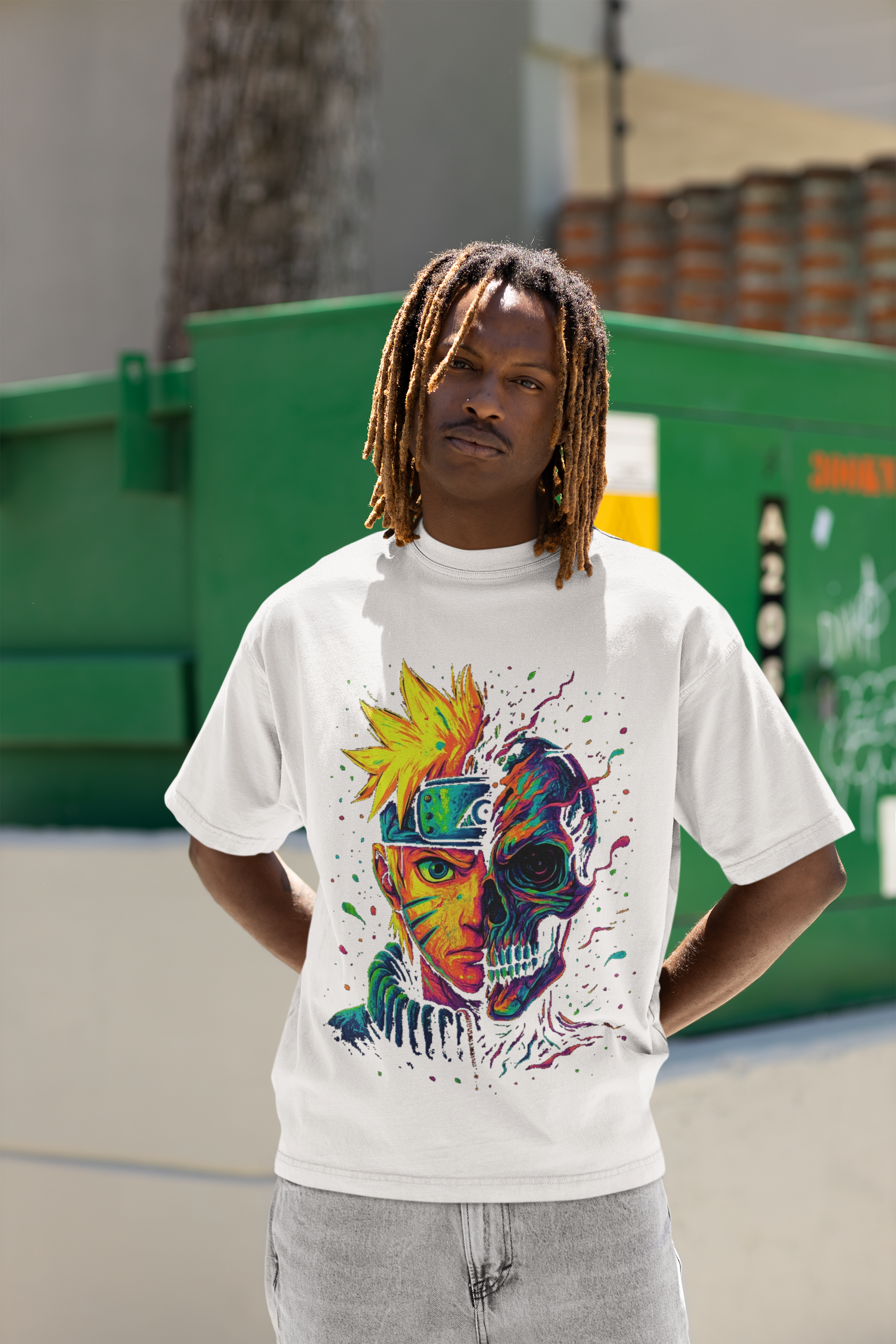 Image of 🔥 Neon Spirit | Half Human, Half Shadow – Dinos One-of-One Tee 🔥