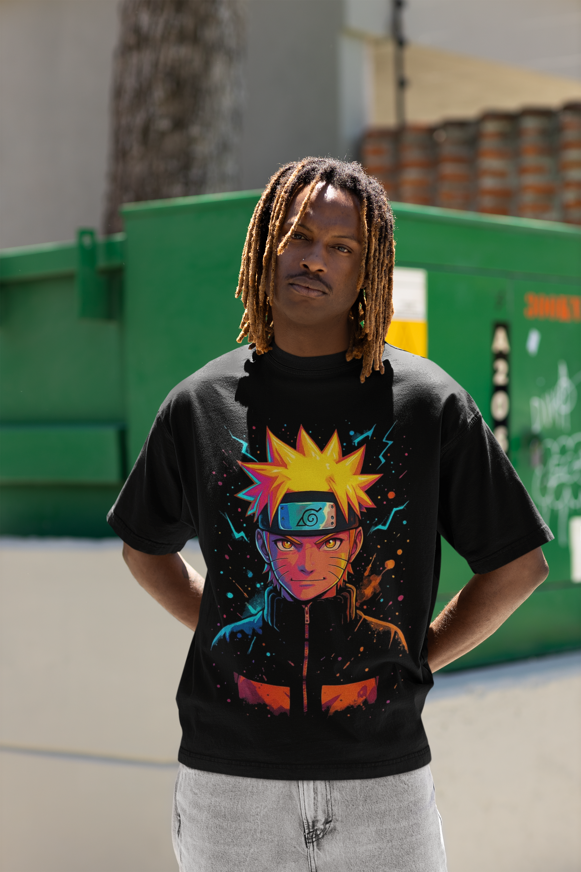 ⚡ Dinos Neon Naruto | Oversized Vibrant Anime Streetwear Tee ⚡