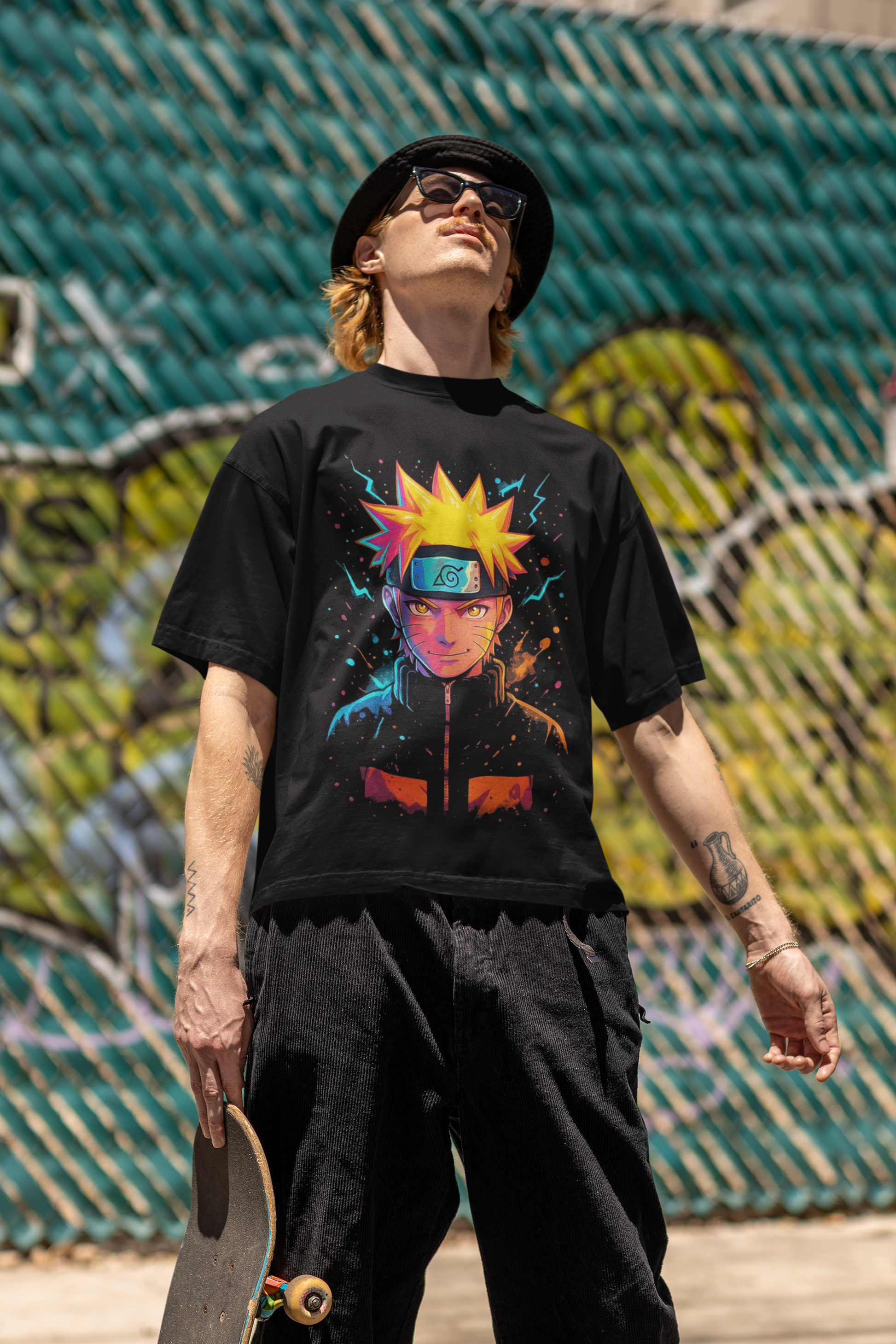 ⚡ Dinos Neon Naruto | Oversized Vibrant Anime Streetwear Tee ⚡