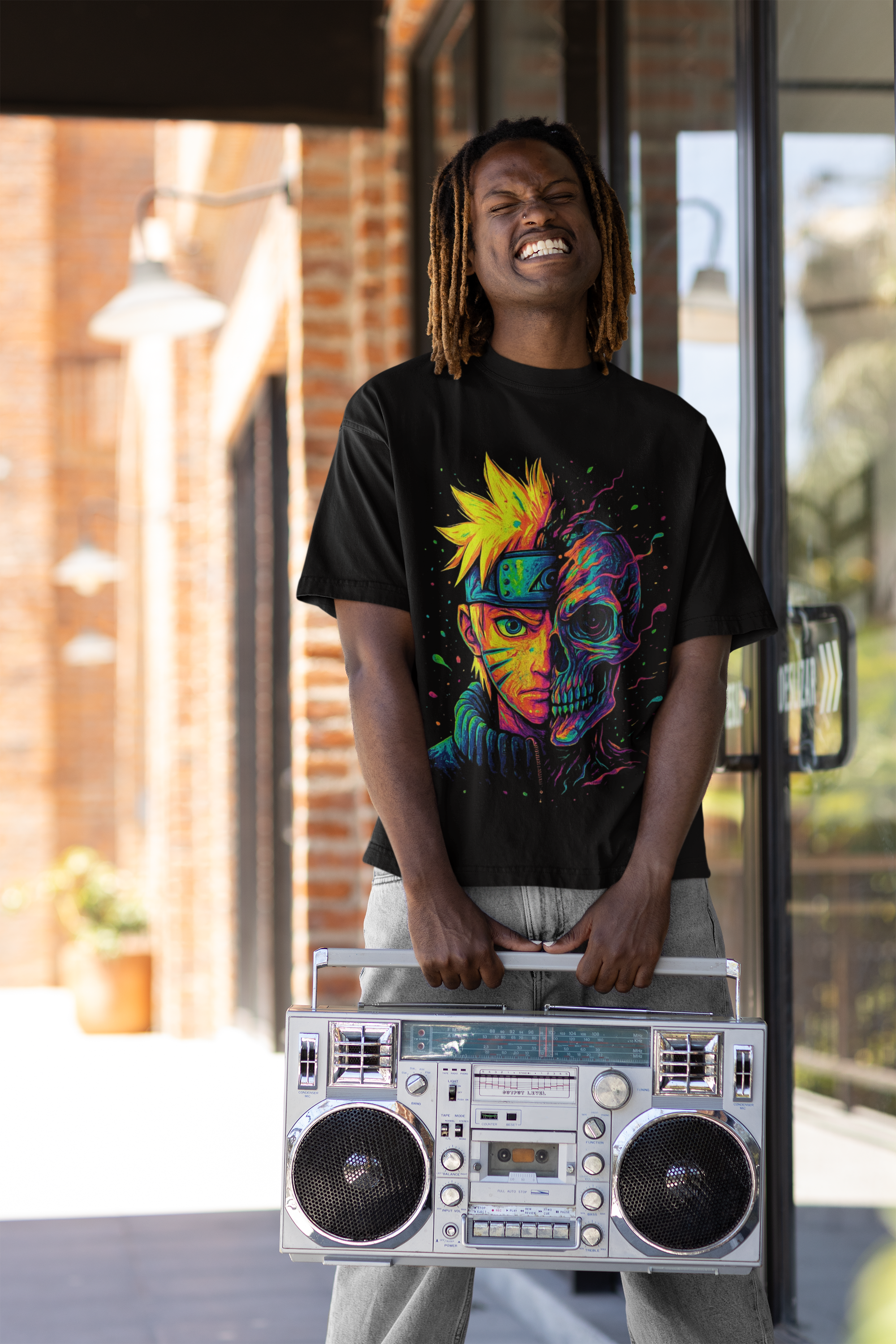 Image of 🔥 Neon Spirit | Half Human, Half Shadow – Dinos One-of-One Tee 🔥