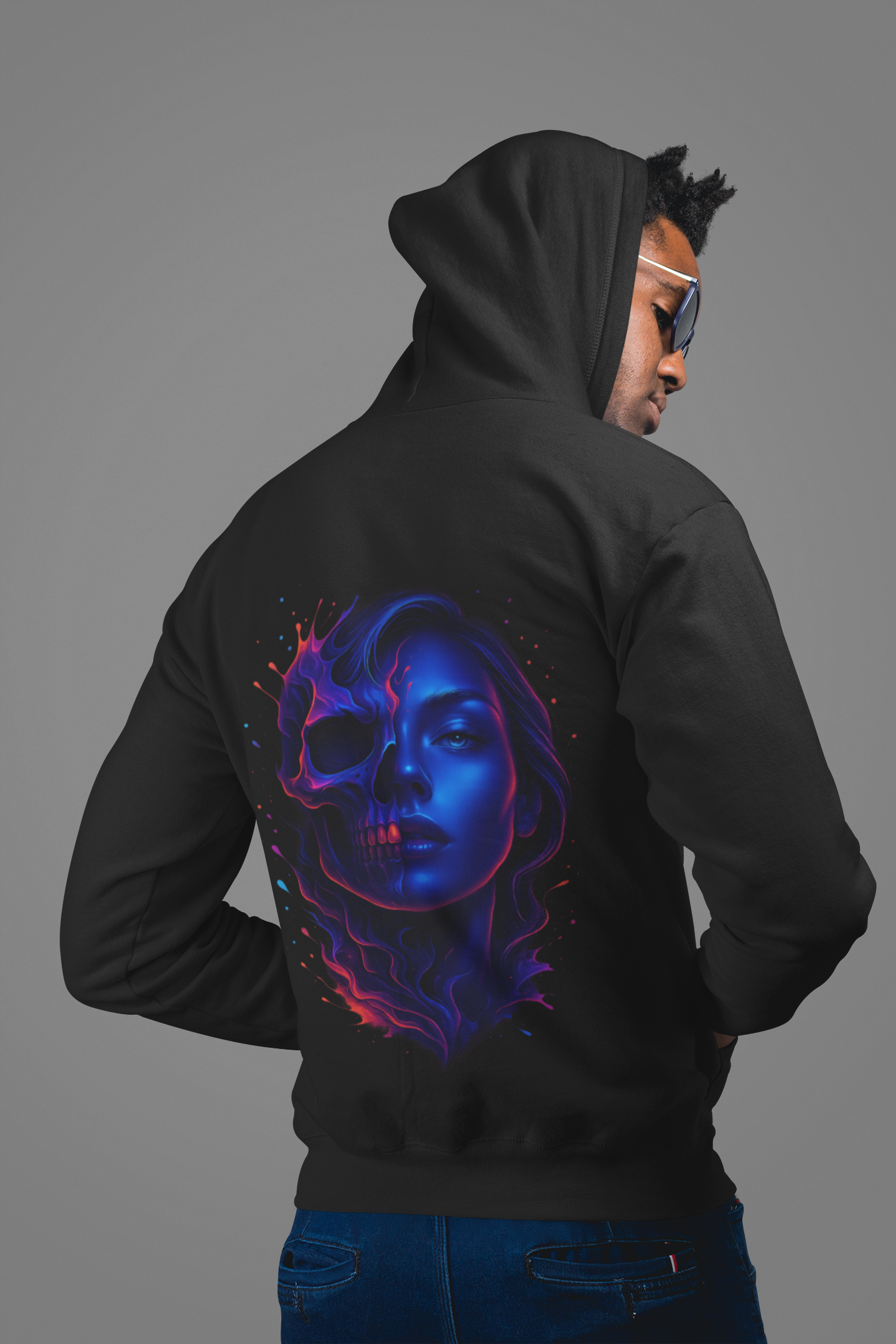 Blue Flame Skull – One-of-One Premium Hoodie | Dinos Fashion - DINOS FASHION