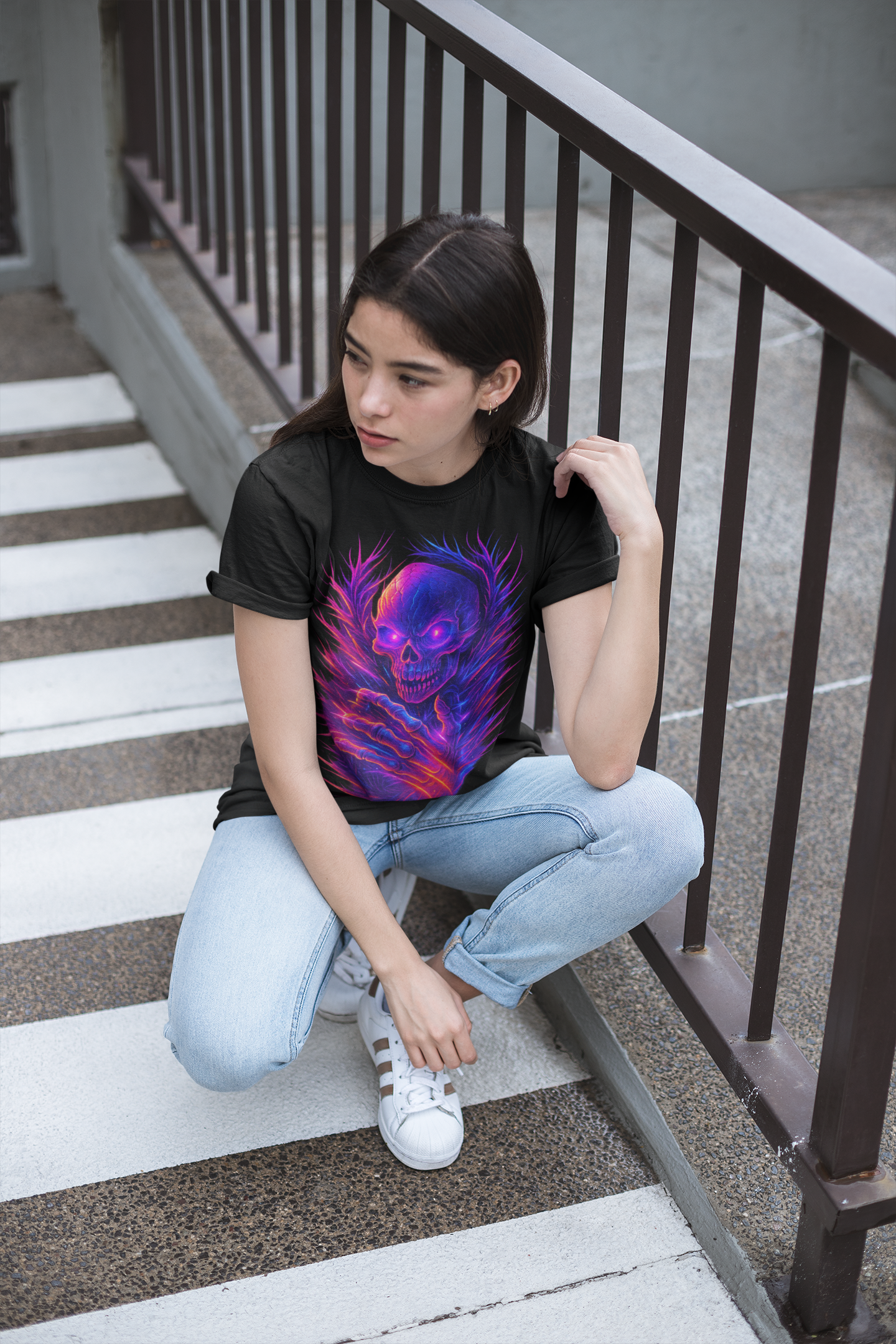 Dinos “Neon Flame Skull” Oversized Heavyweight T-Shirt | One-of-One Premium Streetwear | Free Worldwide Shipping - DINOS FASHION
