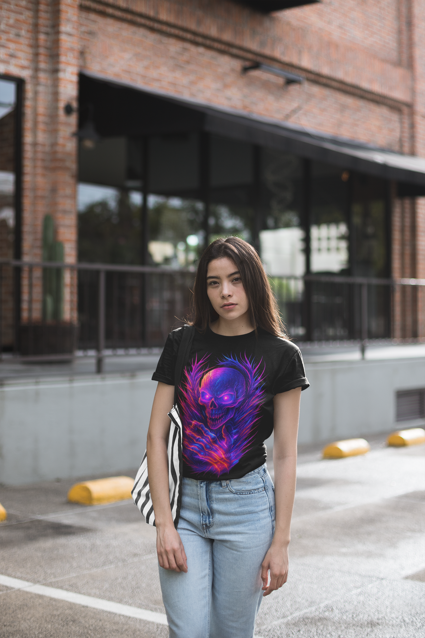 Dinos “Neon Flame Skull” Oversized Heavyweight T-Shirt | One-of-One Premium Streetwear | Free Worldwide Shipping - DINOS FASHION